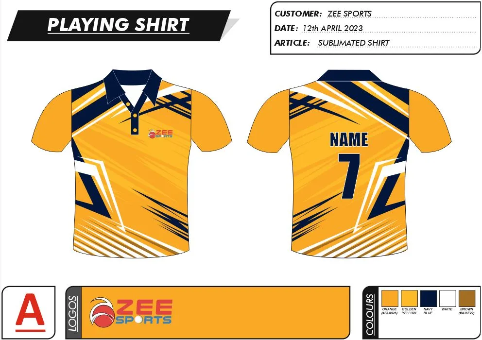 039 | Zee Sports Uniform, 20 Color Uniform Team Full Kit 42