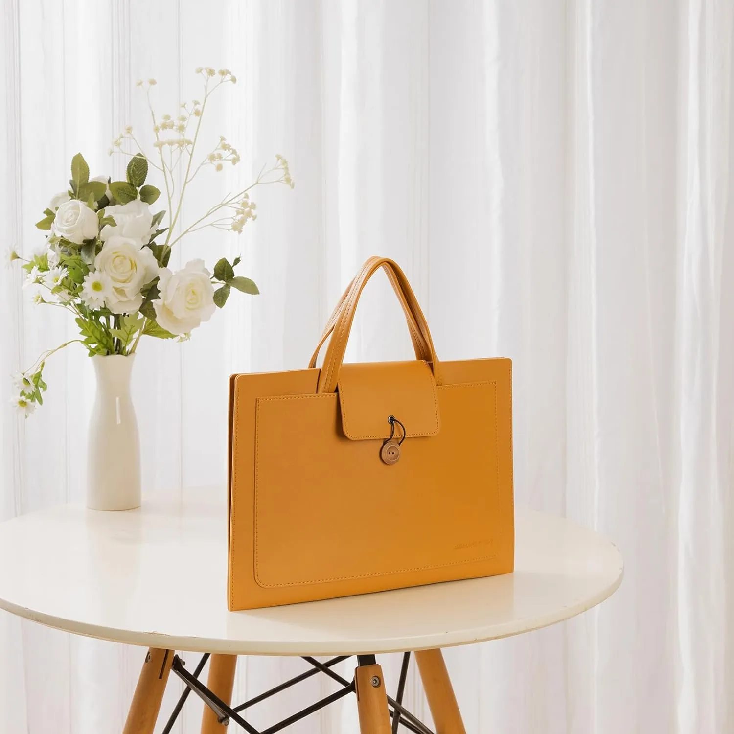 14 Inch Leather Laptop Case With Handle for Women, Computer Carrying Bag
