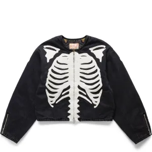 14OZ BLACK DENIM MOTOCROSS JACKET (BONE)