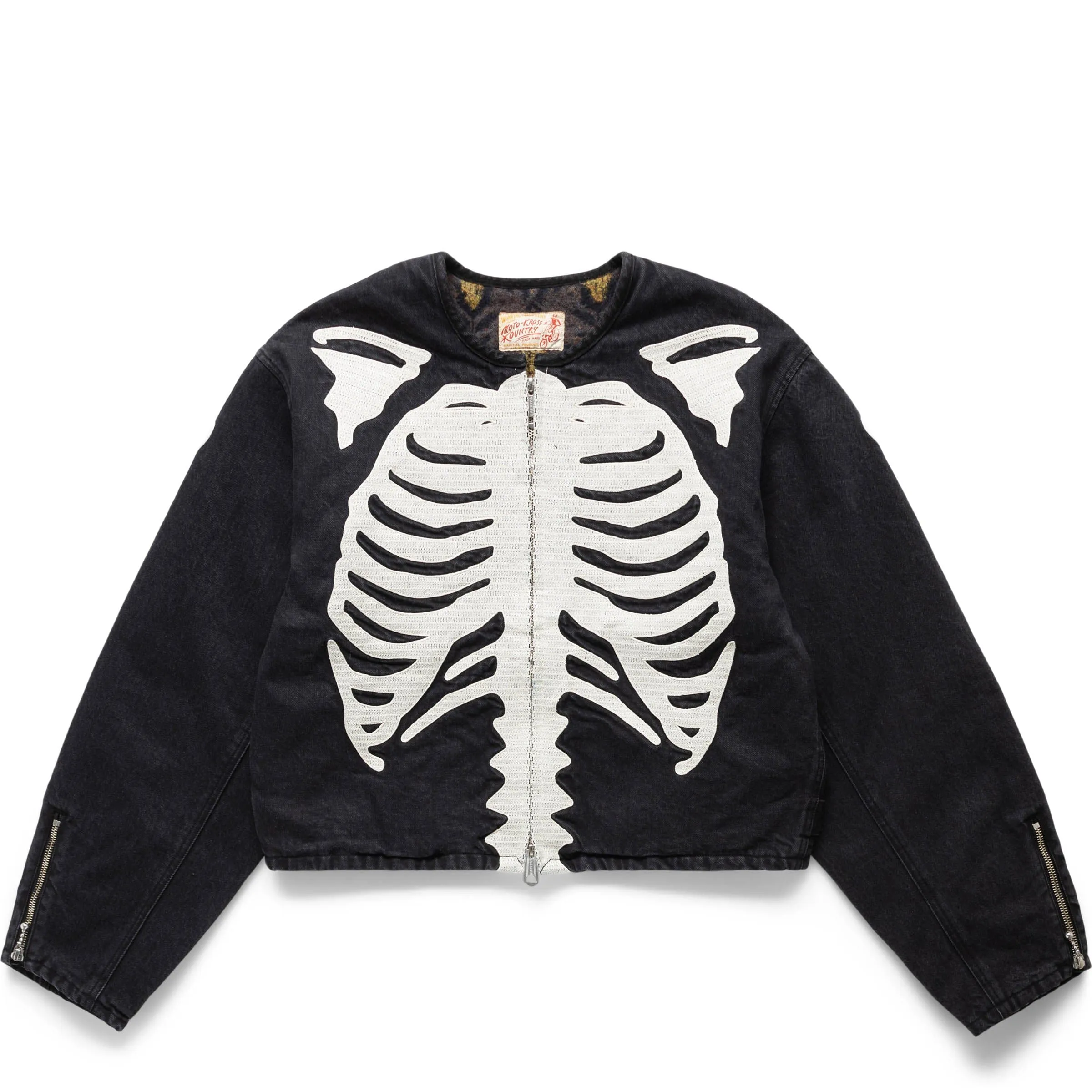 14OZ BLACK DENIM MOTOCROSS JACKET (BONE)