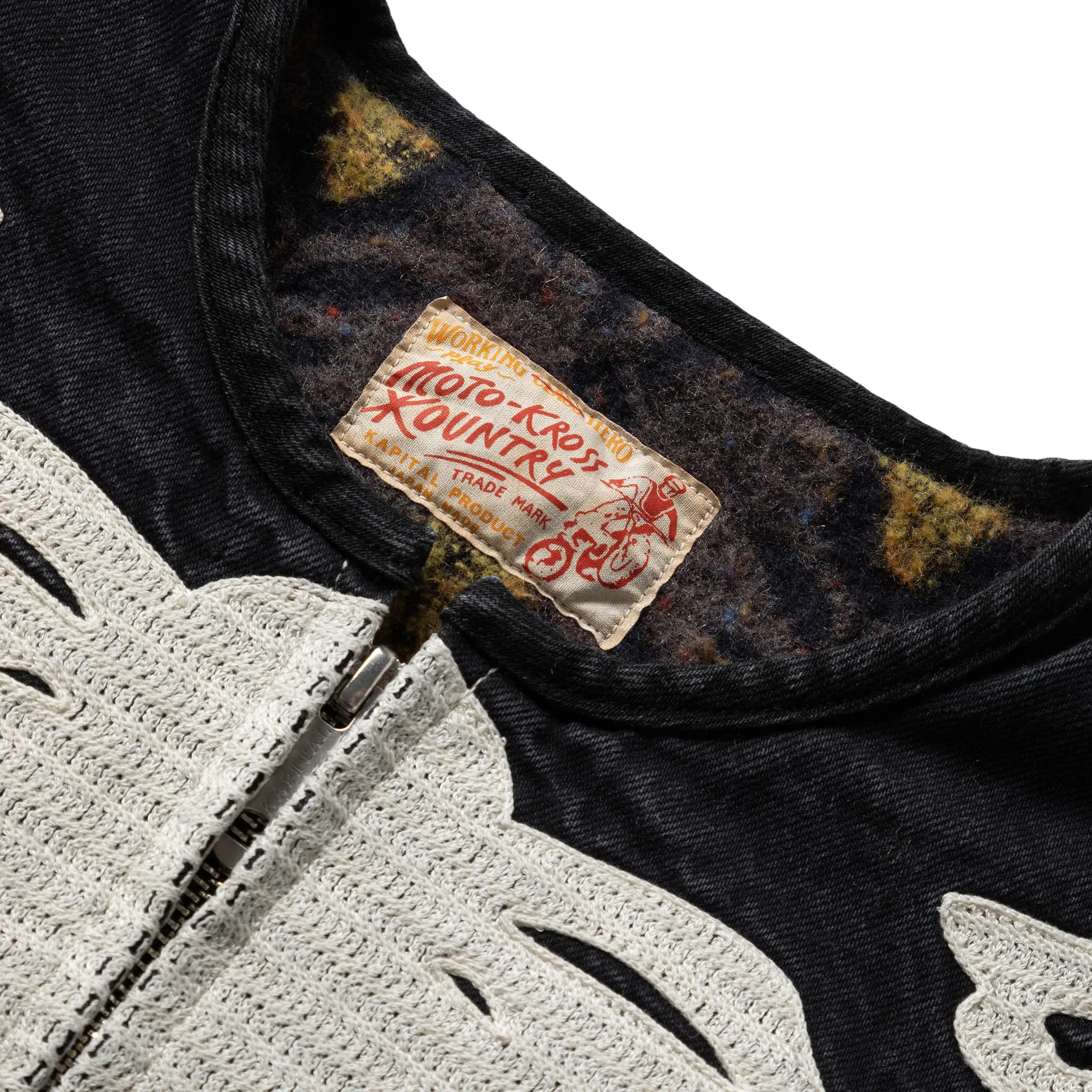 14OZ BLACK DENIM MOTOCROSS JACKET (BONE)