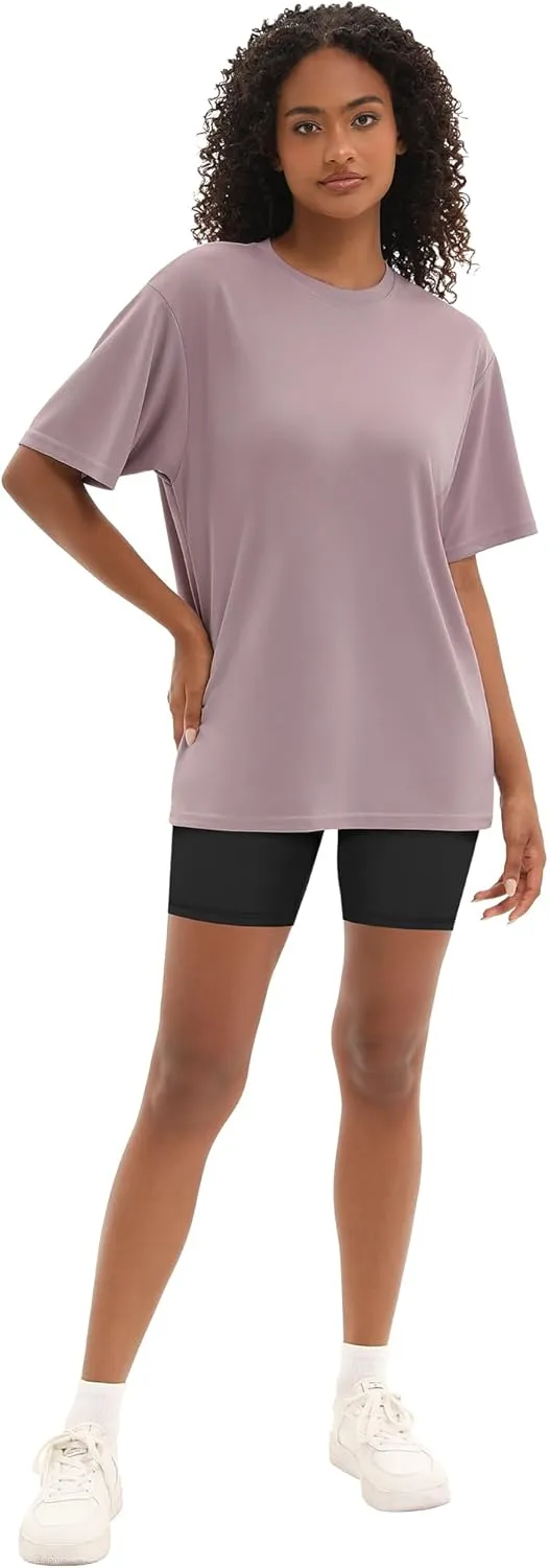 1/5 Pack Workout Oversized T Shirts for Women, Short Sleeve Plus Size Baggy Dry Fit Athletic Gym Shirts Tops Tees