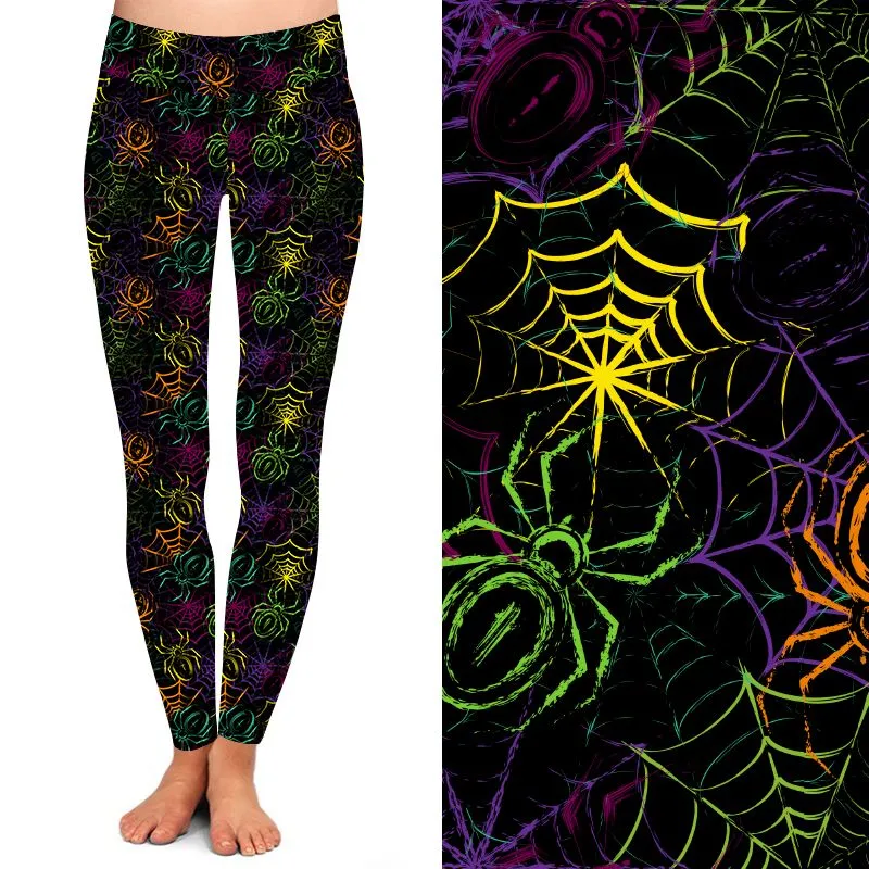 24/7 Full Length Leggings –  Spinning Web Halloween Pattern