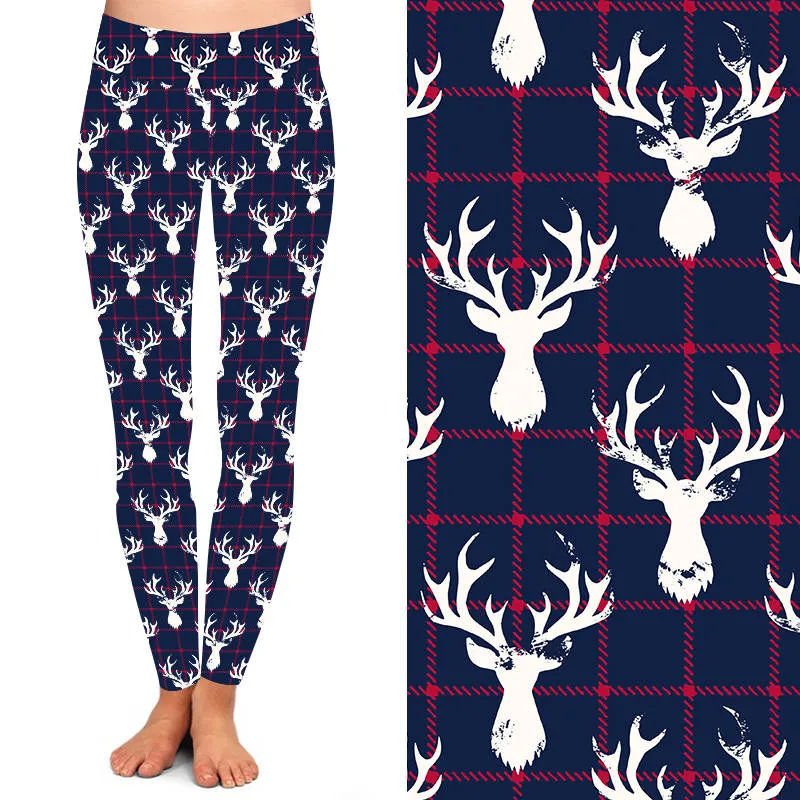 24/7 Full Length Leggings – Stag Tartan Christmas Pattern