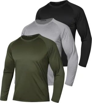 3 Pack Men Long Sleeve Shirts Moisture Wicking UPF Sun Protection Tee Quick Dry Workout T-Shirts Casual Running Shirt