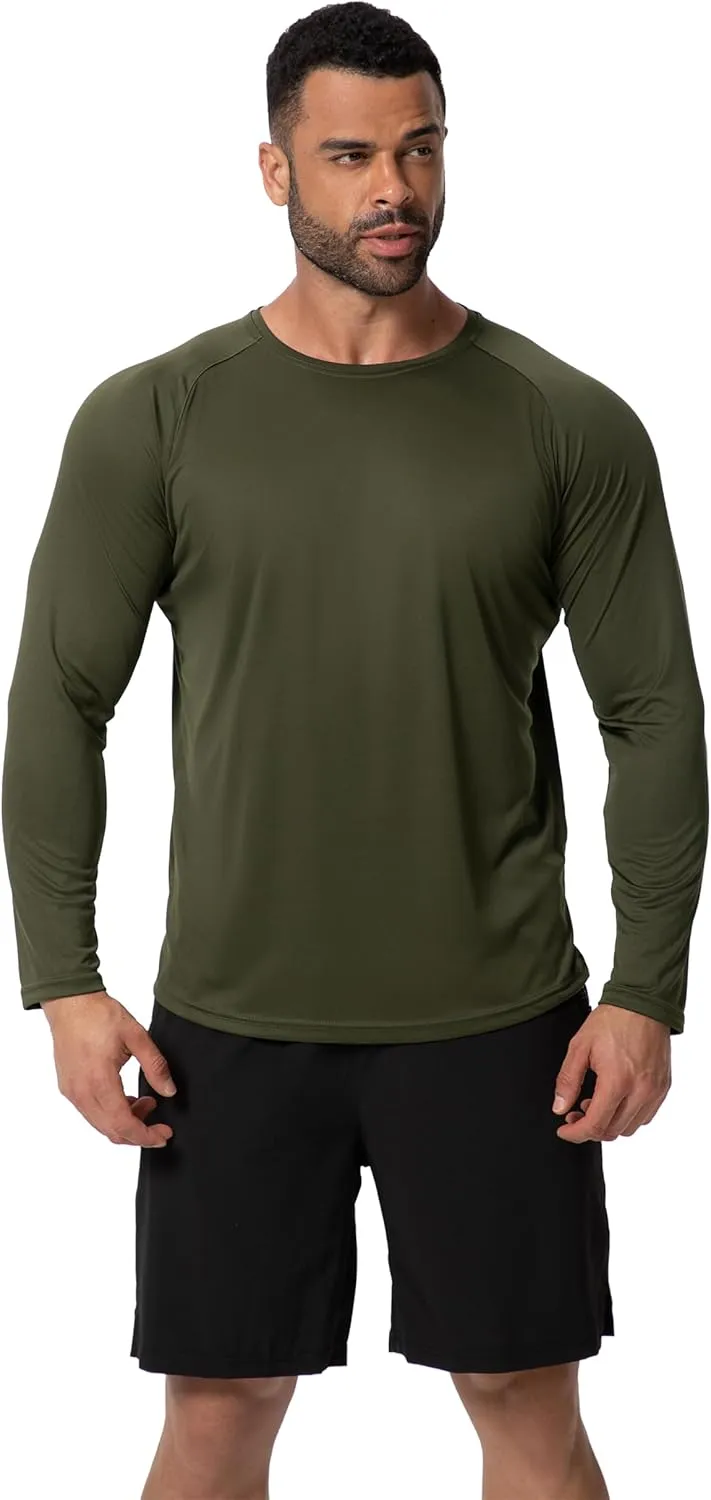 3 Pack Men Long Sleeve Shirts Moisture Wicking UPF Sun Protection Tee Quick Dry Workout T-Shirts Casual Running Shirt