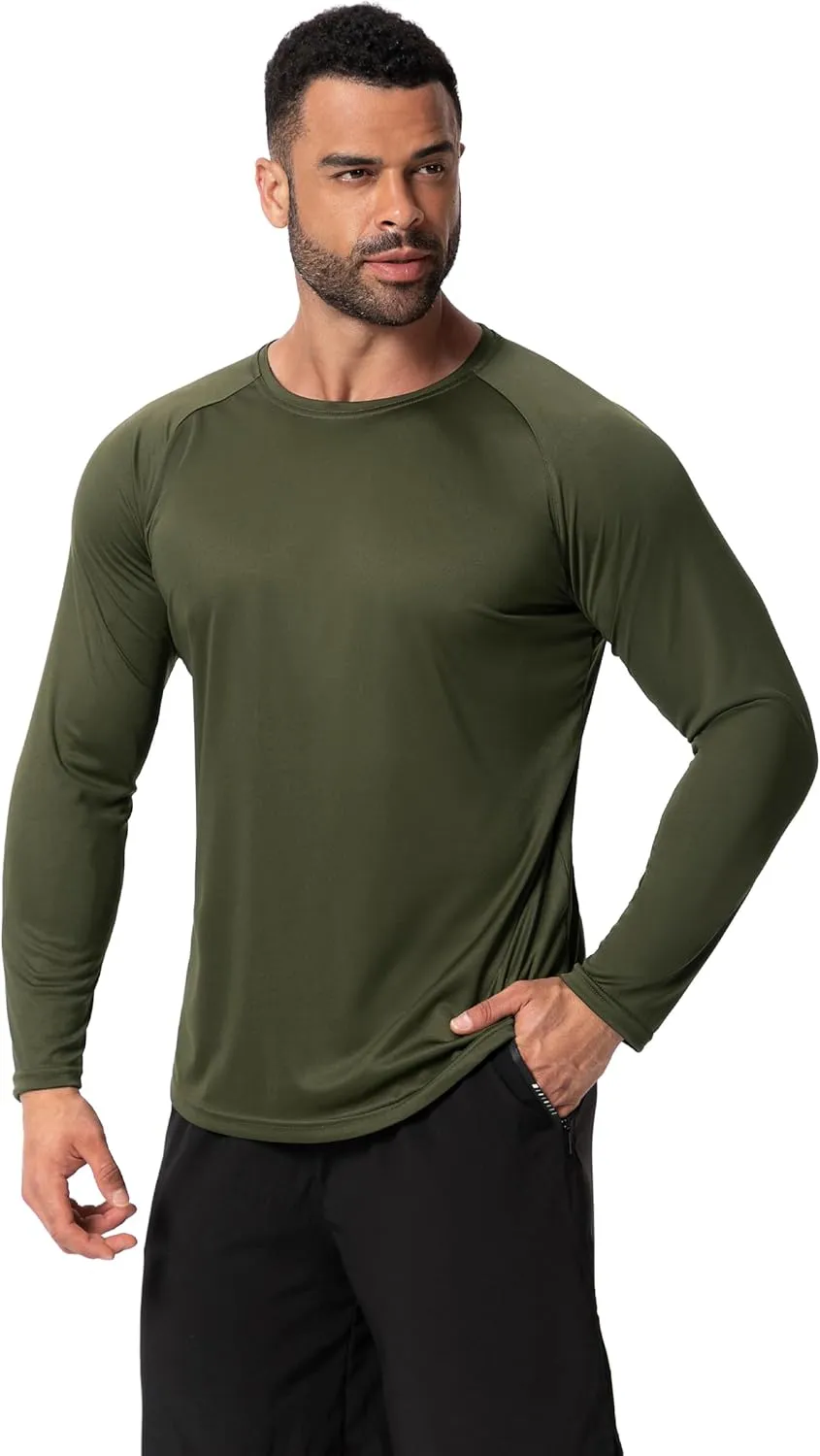 3 Pack Men Long Sleeve Shirts Moisture Wicking UPF Sun Protection Tee Quick Dry Workout T-Shirts Casual Running Shirt