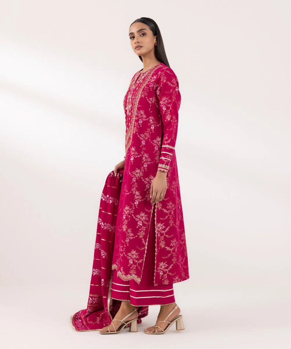 3 Piece - Embroidered Jacquard Suit