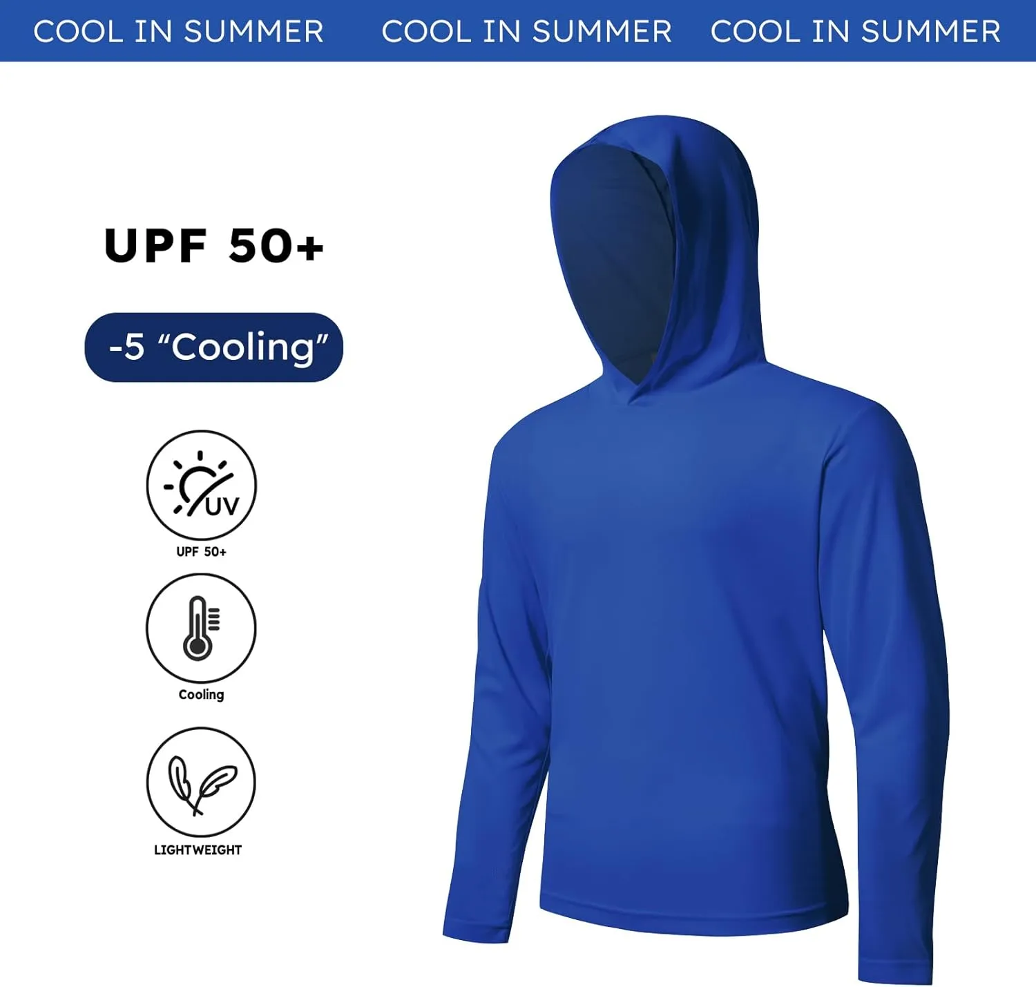 5 Pack Men's UPF 50  Sun Protection Hoodie Shirts Long Sleeve Shirts Quick Dry Lightweight for Running Workout Hiking Fishing