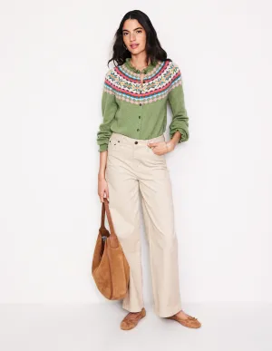 5 Pocket Cord Wide Jeans-Vanilla