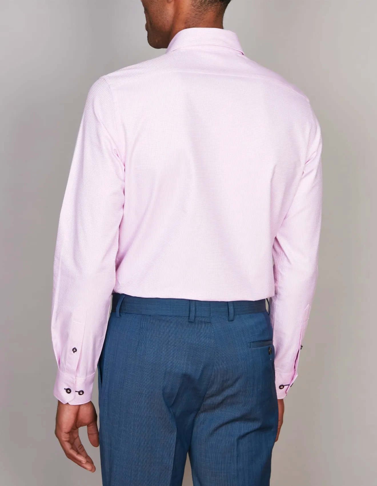 Abelard - Long Sleeve Business Shirt - Super Fine Micro Check - Pink
