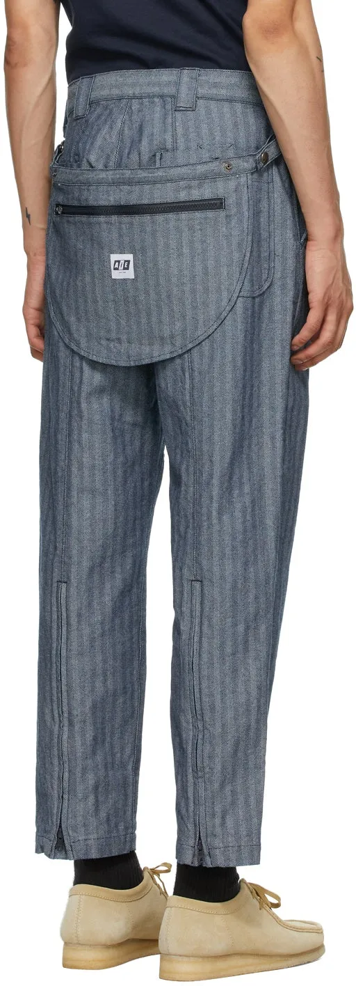 AÃ¯E Blue Denim Herringbone BNG Trousers