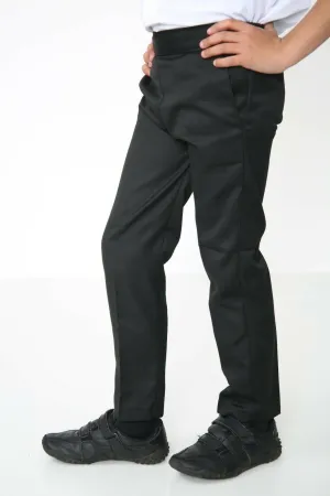 Age 2-10 Boys Pull Up Elasticated Back School Trousers Easy Wear -Black