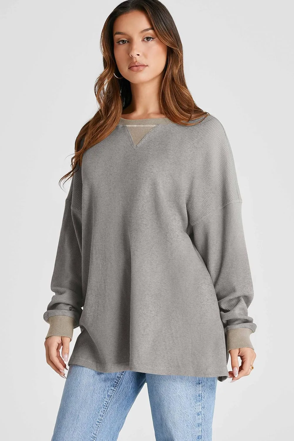 AlvaQ Long Sleeve Shirts for Women Fall Fashion 2024 Dressy Casual Blouses Trendy Waffle Knit Tunic Tops