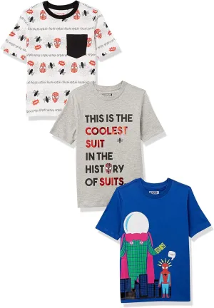 Amazon Essentials Disney | Marvel | Star Wars Boys and Toddlers' Short-Sleeve T-Shirts (Previously Spotted Zebra), Multipacks