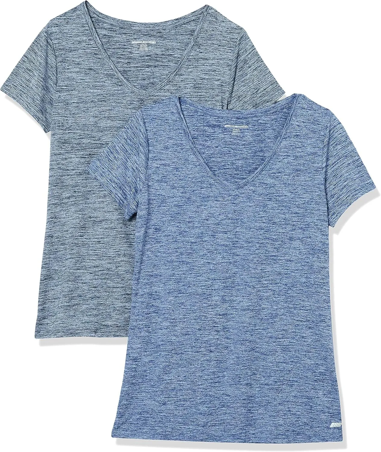 Amazon Essentials Women's Active Quick Dry Tech Stretch Short-Sleeve V-Neck T-Shirt (Available in Plus Size), Pack of 2
