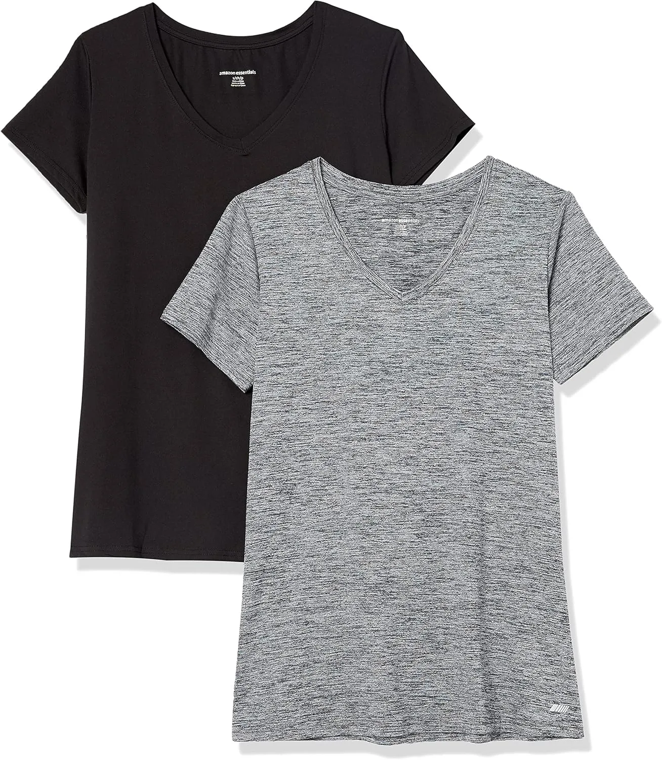 Amazon Essentials Women's Tech Stretch Short-Sleeve V-Neck T-Shirt - Discontinued Colors, Multipacks