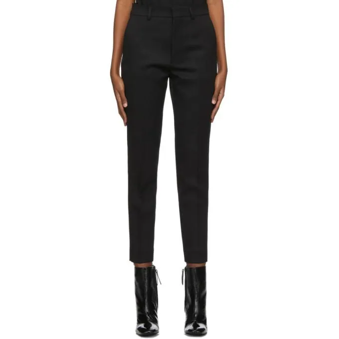 AMI Alexandre Mattiussi Black Wool Cigarette Fit Trousers