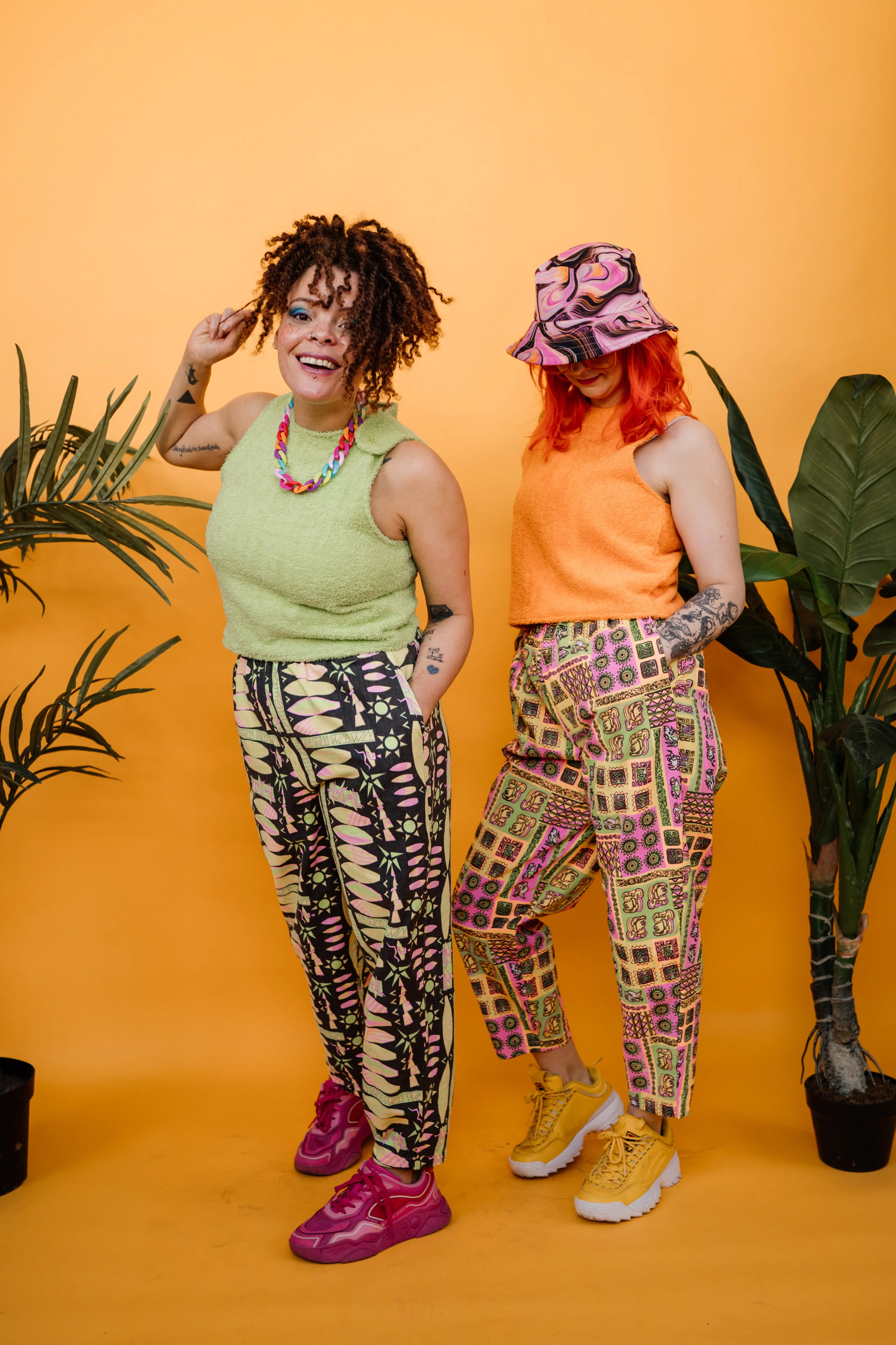 Ankle Grazer Trousers in Neon Aztec