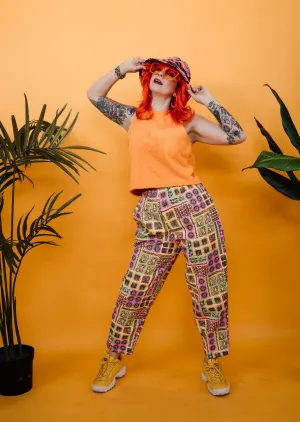Ankle Grazer Trousers in Neon Aztec