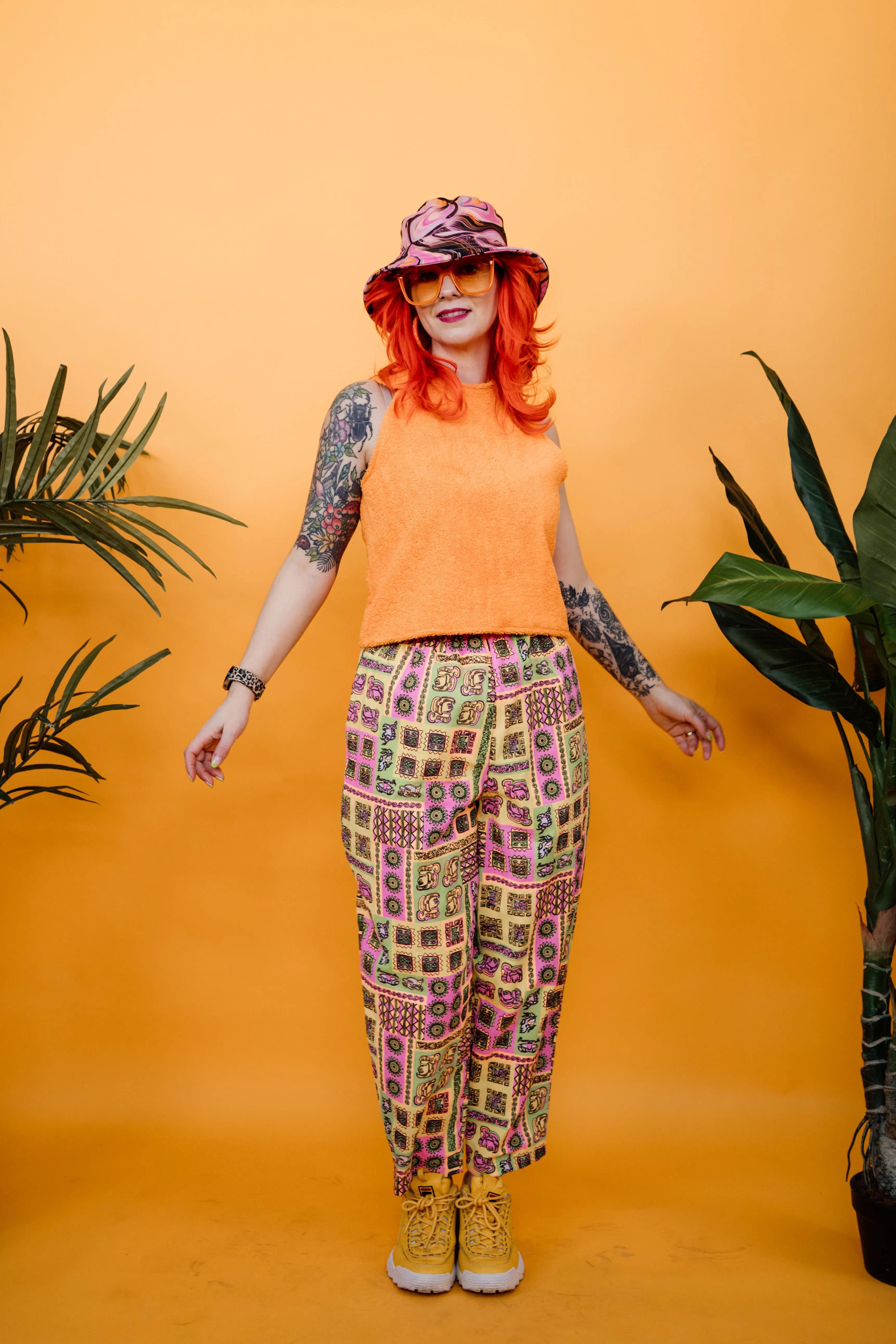 Ankle Grazer Trousers in Neon Aztec