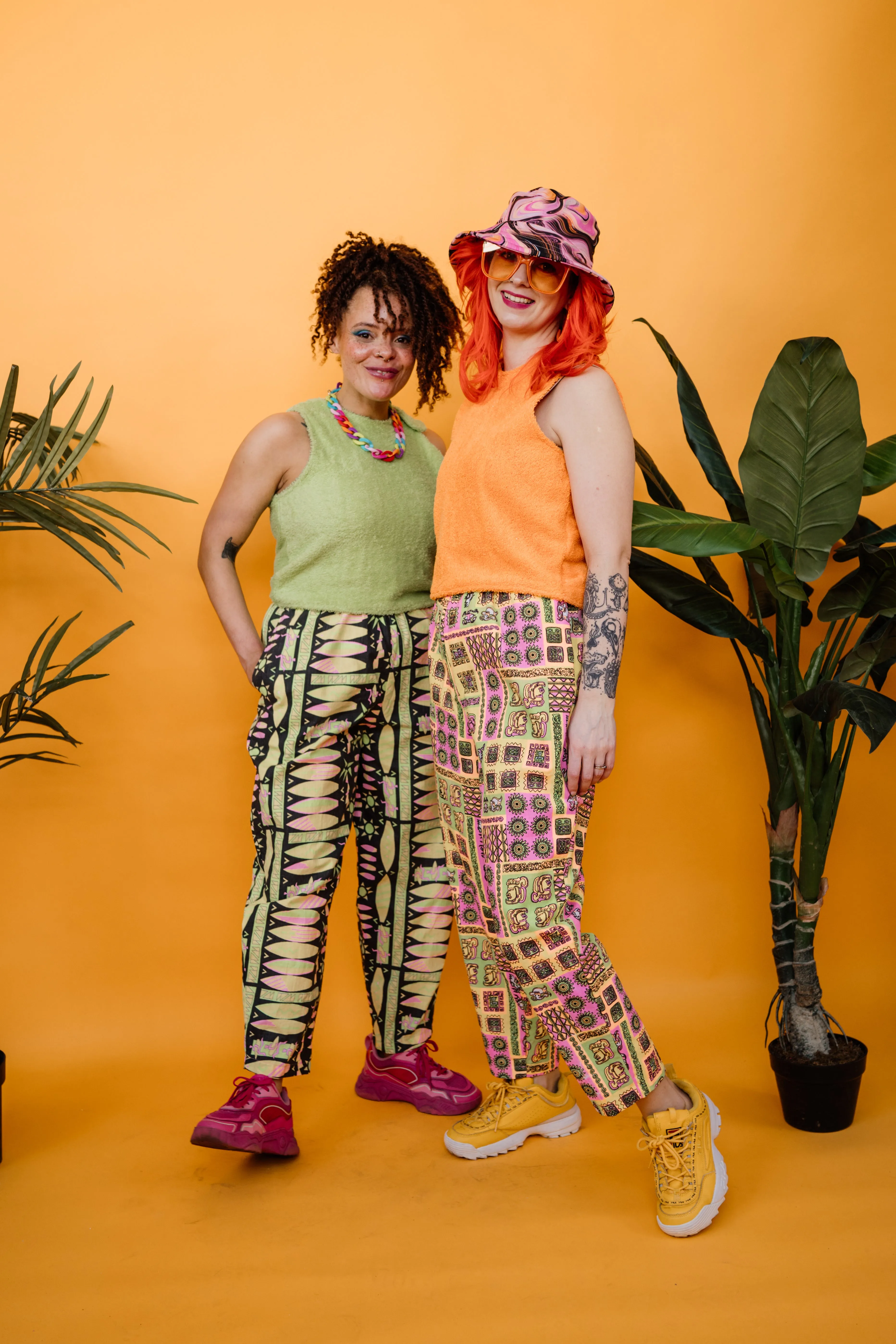 Ankle Grazer Trousers in Neon Aztec