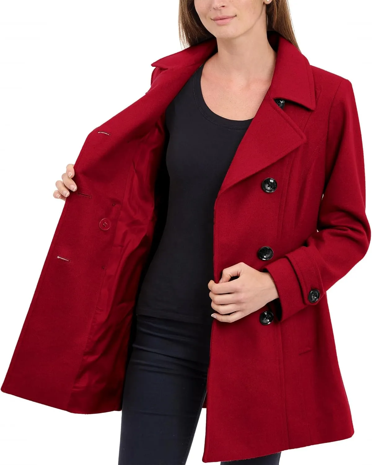 Anne Klein Women's Classic Double Breasted Wool Coat