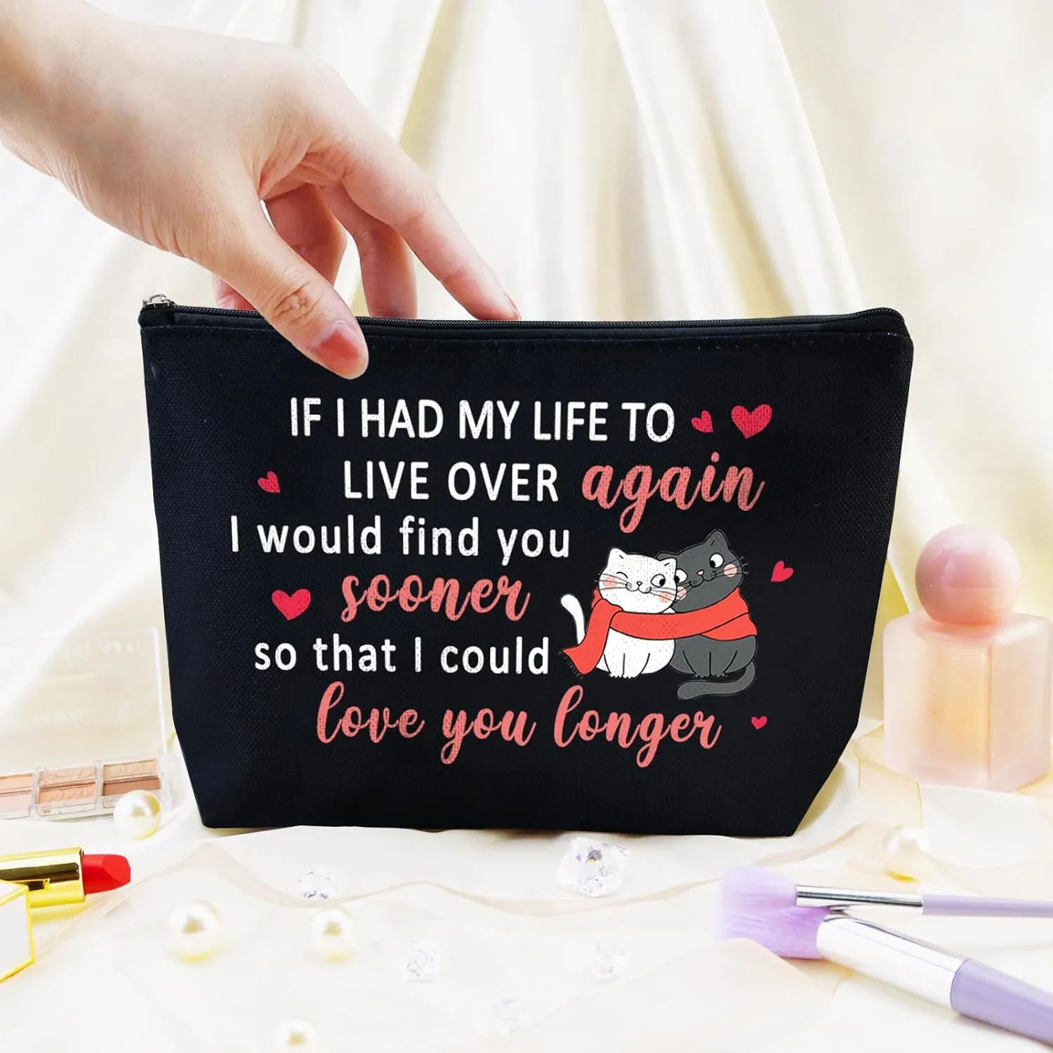 Anniversary Valentines Day Gift for Her Romantic Christmas Gifts for Wife Girlfriend Best Girlfriend Ever Makeup Bag Birthday Gifts for Girlfriend Wife Birthday Gift Cosmetic Bag