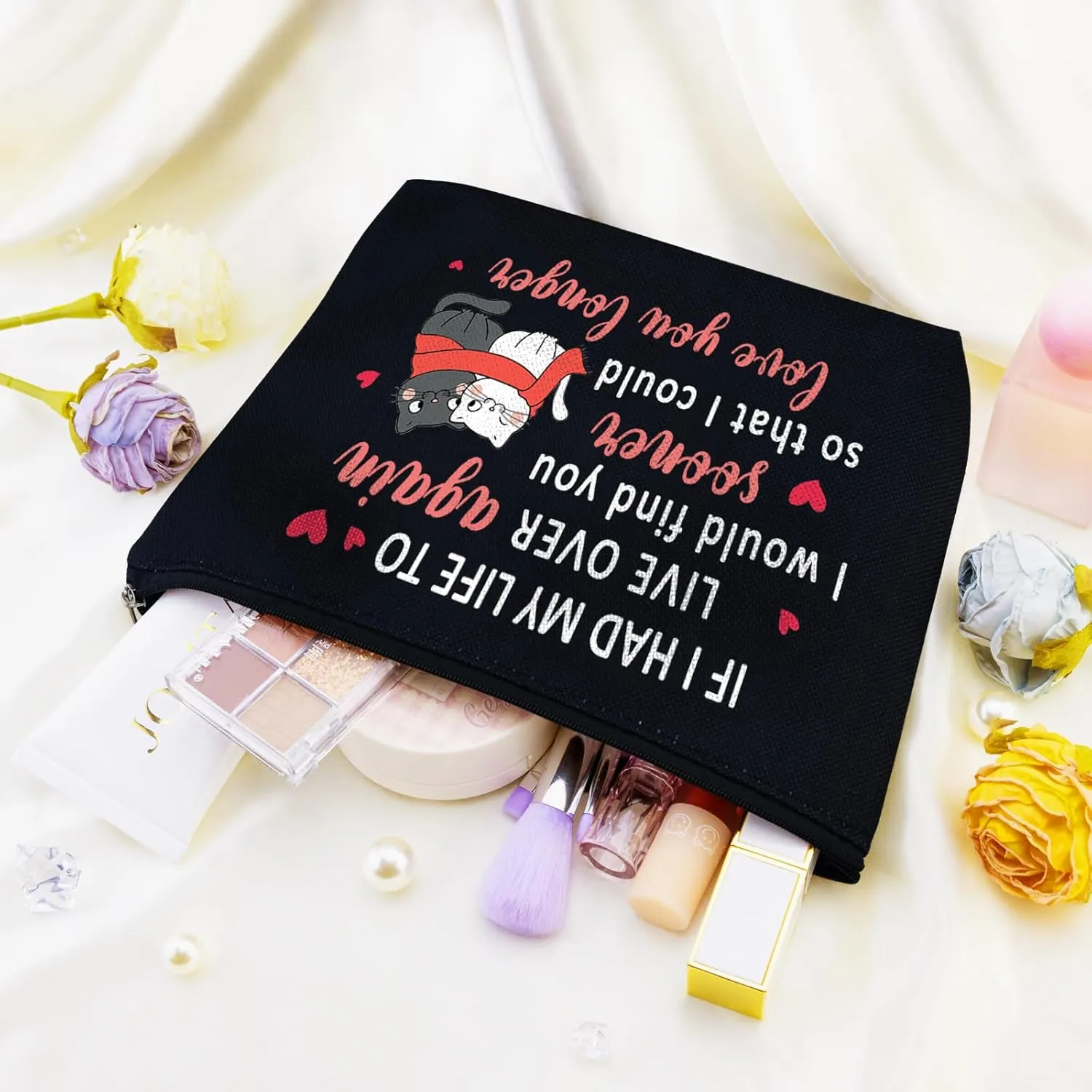 Anniversary Valentines Day Gift for Her Romantic Christmas Gifts for Wife Girlfriend Best Girlfriend Ever Makeup Bag Birthday Gifts for Girlfriend Wife Birthday Gift Cosmetic Bag