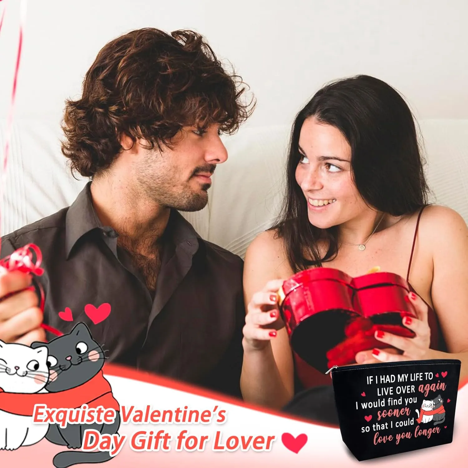 Anniversary Valentines Day Gift for Her Romantic Christmas Gifts for Wife Girlfriend Best Girlfriend Ever Makeup Bag Birthday Gifts for Girlfriend Wife Birthday Gift Cosmetic Bag
