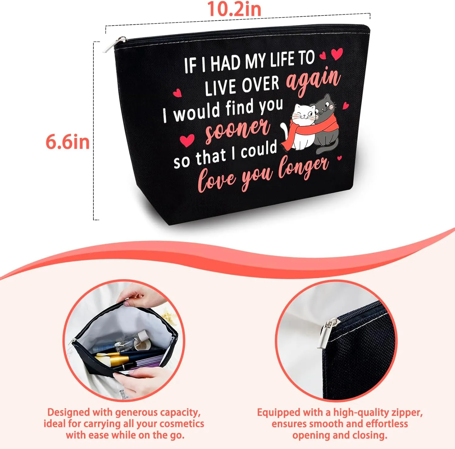 Anniversary Valentines Day Gift for Her Romantic Christmas Gifts for Wife Girlfriend Best Girlfriend Ever Makeup Bag Birthday Gifts for Girlfriend Wife Birthday Gift Cosmetic Bag