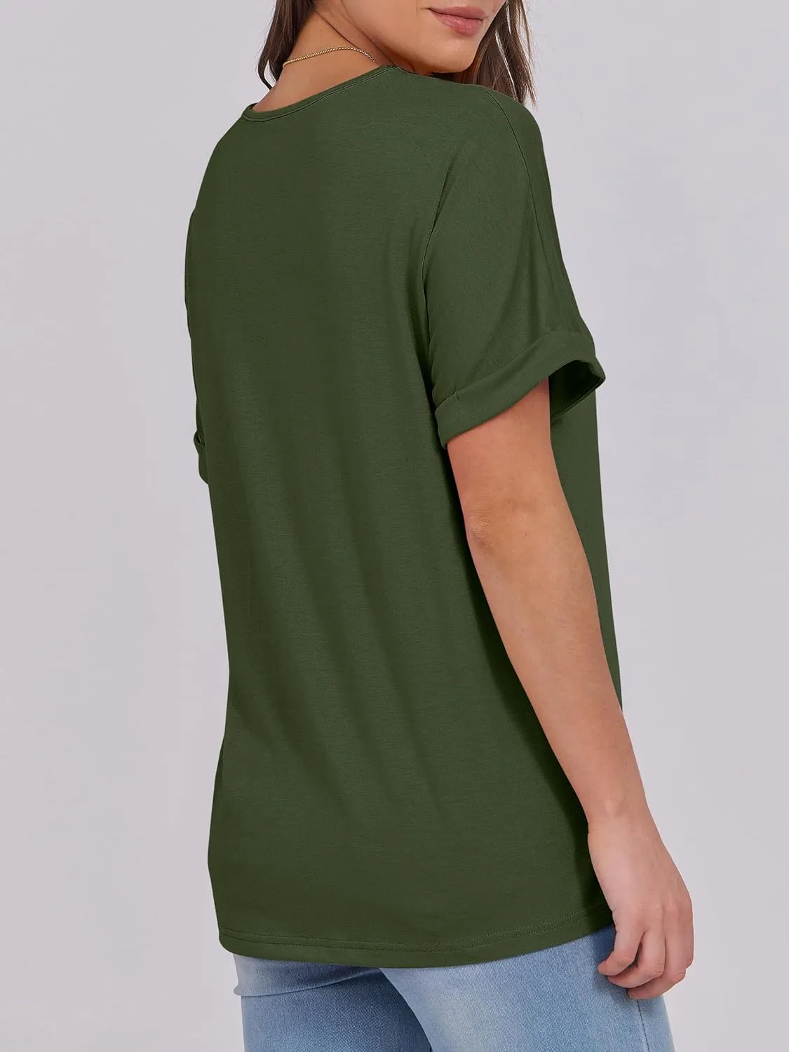 ANRABESS Womens T Shirts Short Sleeve V Neck Shirts Summer Loose Fit Dressy Tops Business Casual Blouses 2025 Basic Tees