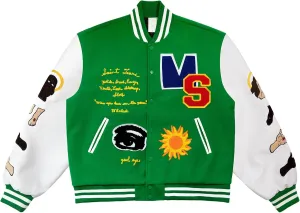 Arnodefrance Men Saint Savior Graphic Print Varsity Jacket Vintage Baseball Jackets streetwear Coats