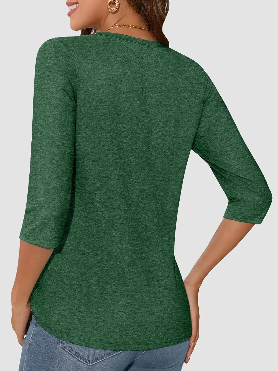 ATHMILE Womens 3/4 Sleeve T-Shirts Summer Tops Fall Fashion Blouses Beach Vacation Clothes Spring Tunic 2025 Trendy