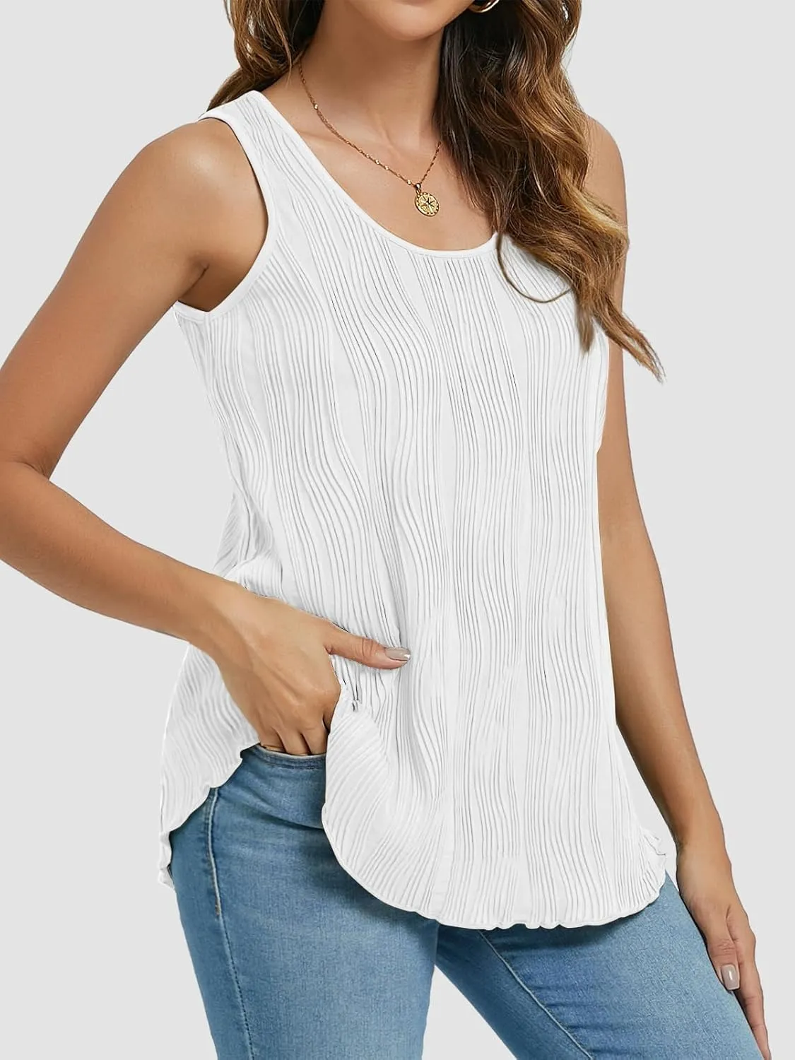 ATHMILE Women's Dressy Business Casual Tank Tops Summer Sleeveless Trendy Spring Blouses Flowy Work Shirts