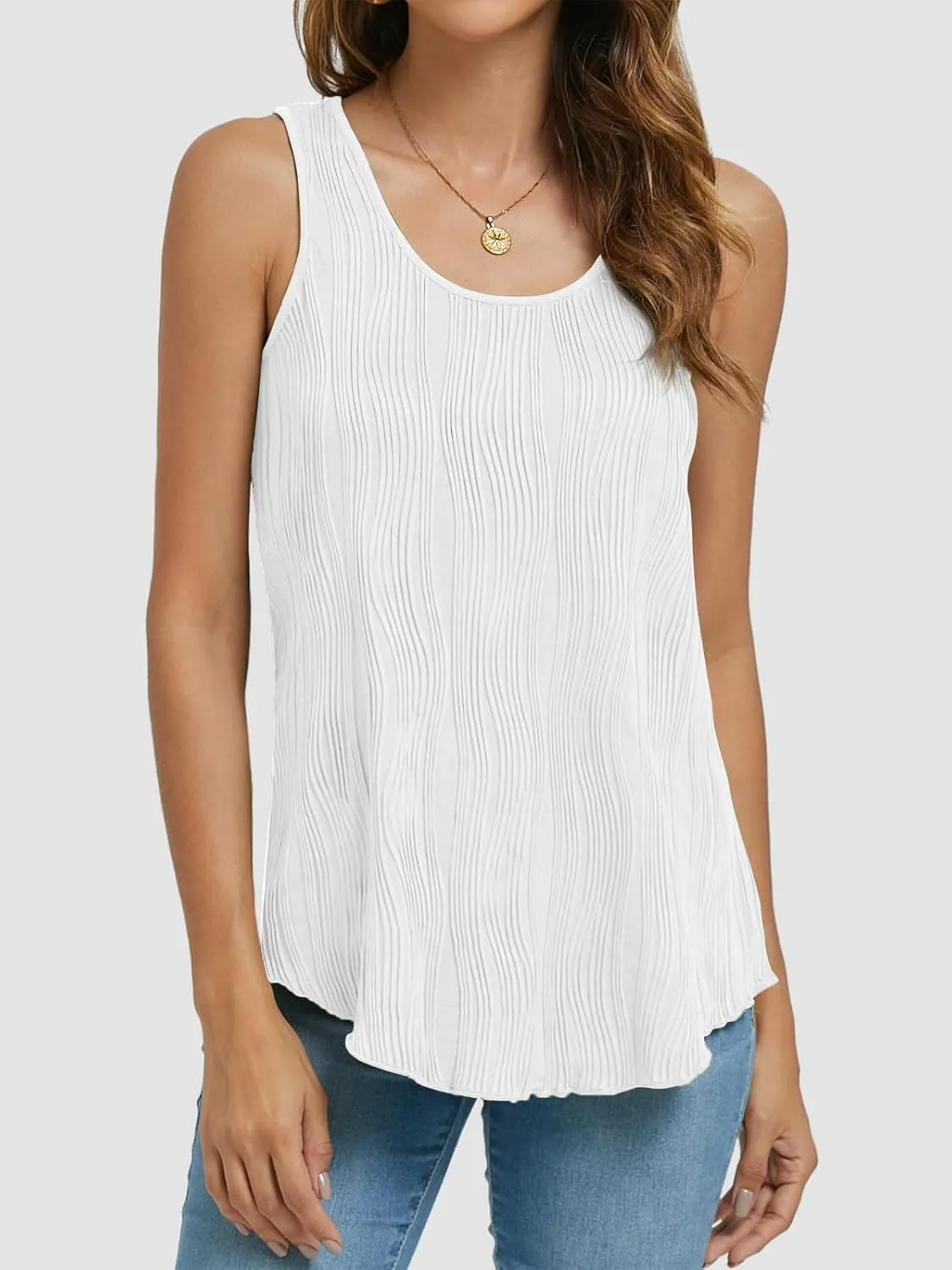 ATHMILE Women's Dressy Business Casual Tank Tops Summer Sleeveless Trendy Spring Blouses Flowy Work Shirts