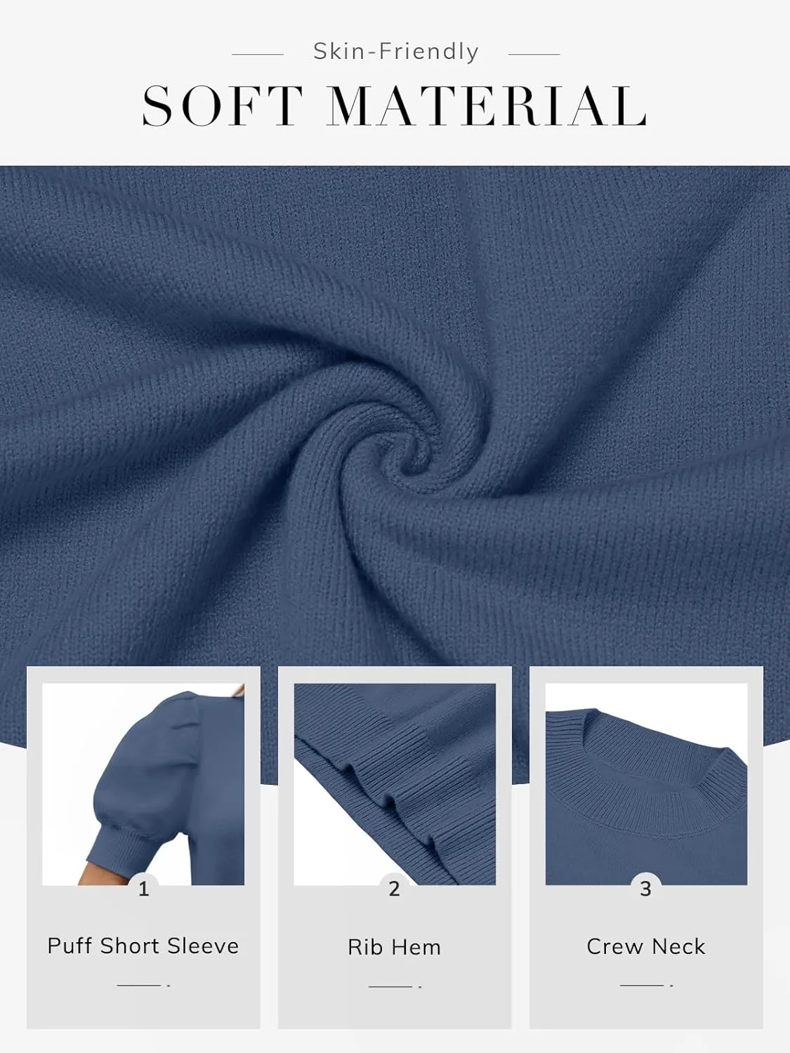 ATHMILE Women's Puff Short Sleeve Sweater Tops 2025 Spring Summer Trendy Casual T Shirts Blouses