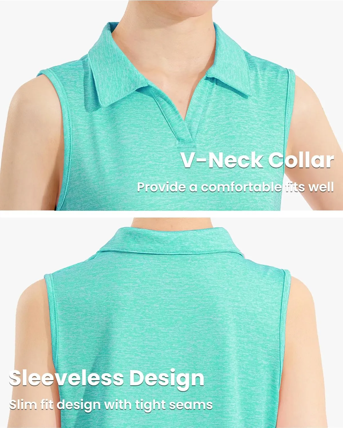 Auranso Girls Sleeveless Polo Shirts V-Neck Golf Tennis T-Shirts with Collared Quick Dry Tank Tops