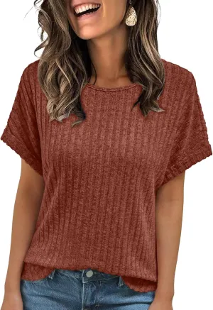 AUTOMET Women Shirts Summer Sweaters Short Sleeve Tunic Tops 2025 Dressy Casual Business Blouses