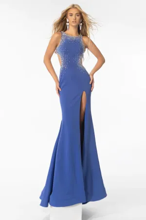 Ava Presley 39237 Long Prom Dress Open Back Cut Out High Slit Beaded Detail Formal Pageant Gown