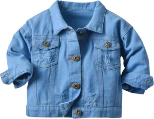 Baby Boys Girls Denim Jacket Kids Toddler Girls Button Down Jeans Jacket Top Teen Coat Outerwear