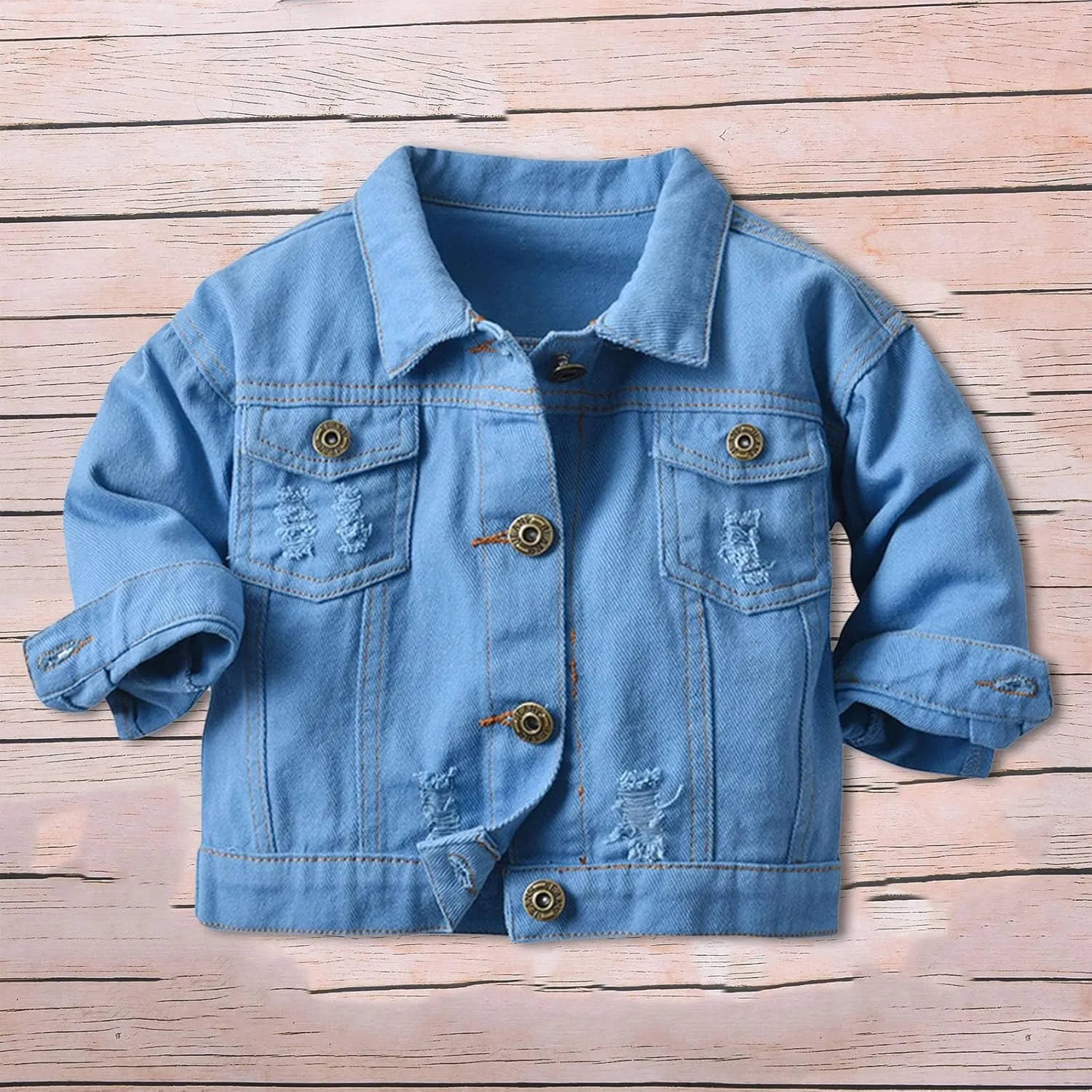 Baby Boys Girls Denim Jacket Kids Toddler Girls Button Down Jeans Jacket Top Teen Coat Outerwear