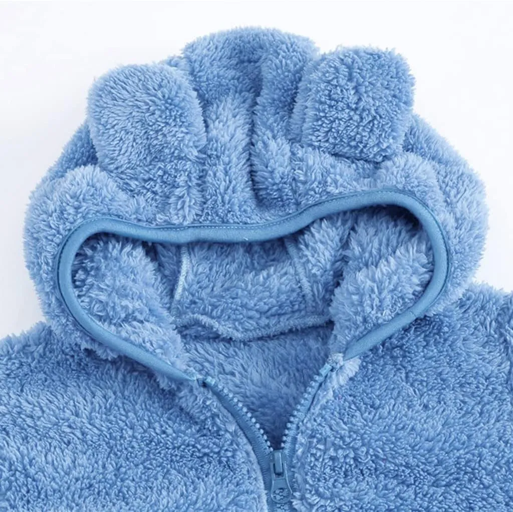 Baby Boys Girls Hooded Jacket Hoodie Winter Warm Solid Color Coat Toddler Cute Bear Ear Sweater Thick Clothes
