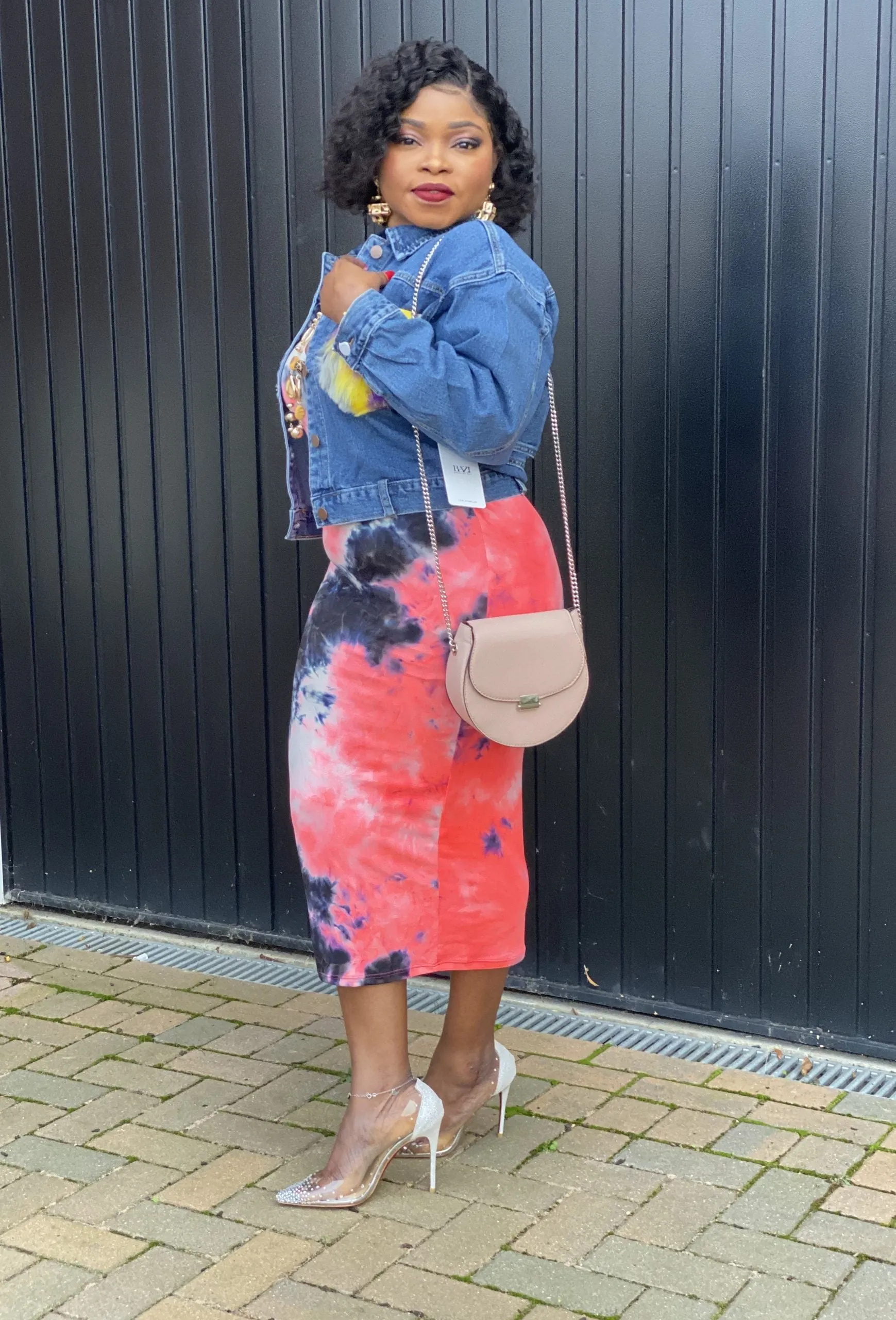 Baggy Fit Denim Jacket With Fur Trim