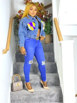 Baggy Fit Denim Jacket With Fur Trim