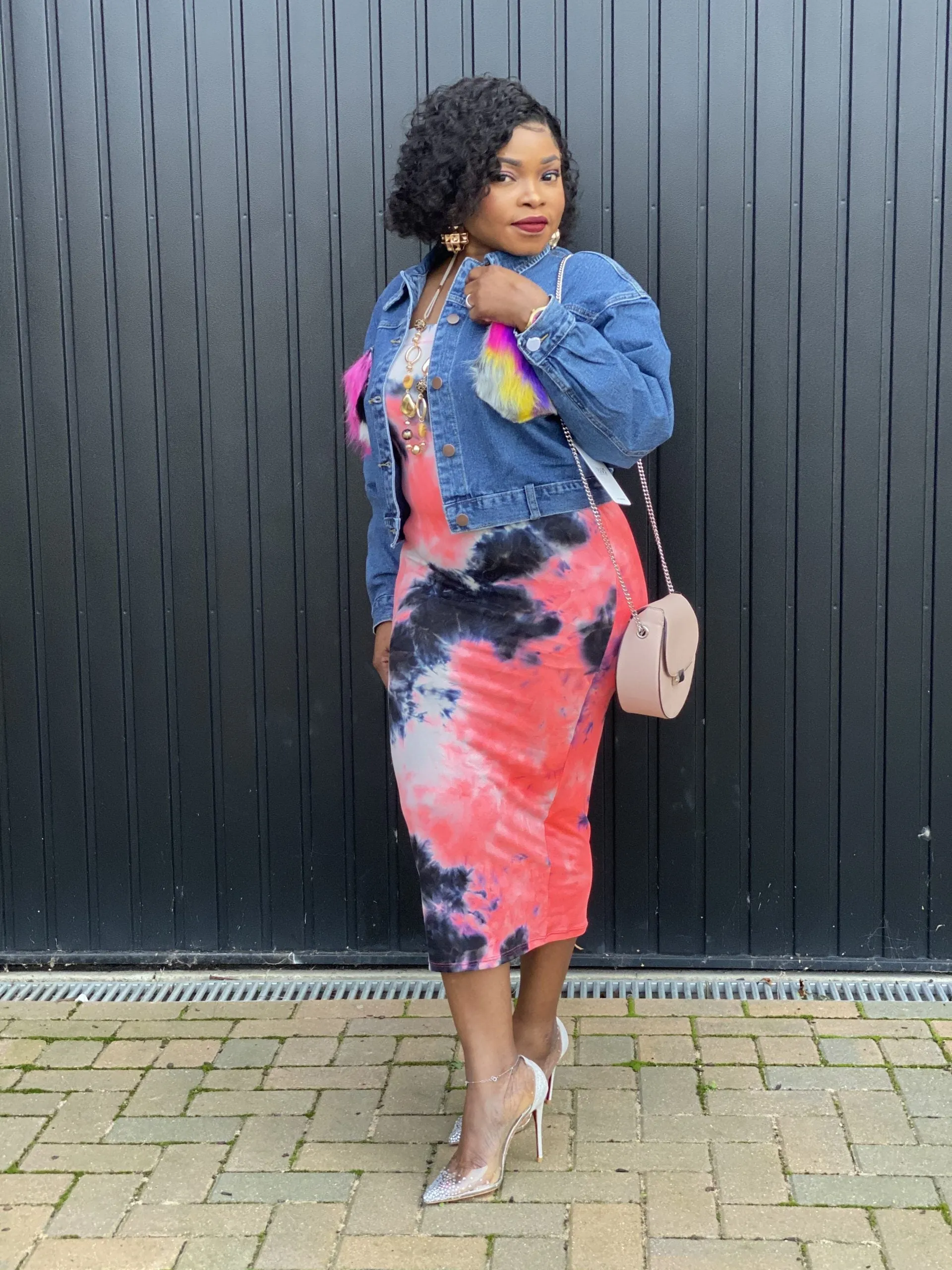 Baggy Fit Denim Jacket With Fur Trim