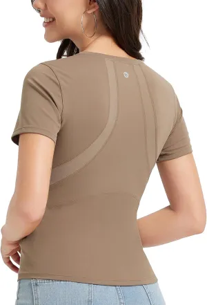 baleaf Women's Short Sleeve Workout Tops Yoga Shirts Stretchy Lightweight Athletic T-Shirts Gym Running Sports Tee
