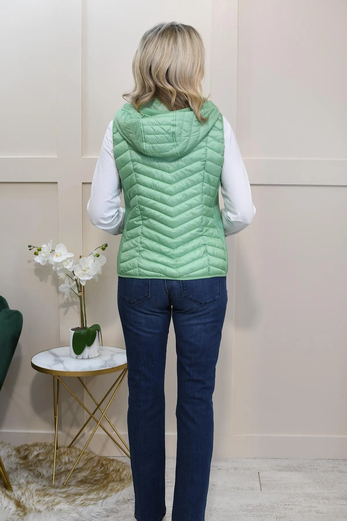 Barbara Lebek Lime Green Padded Gilet With Hood -70780052