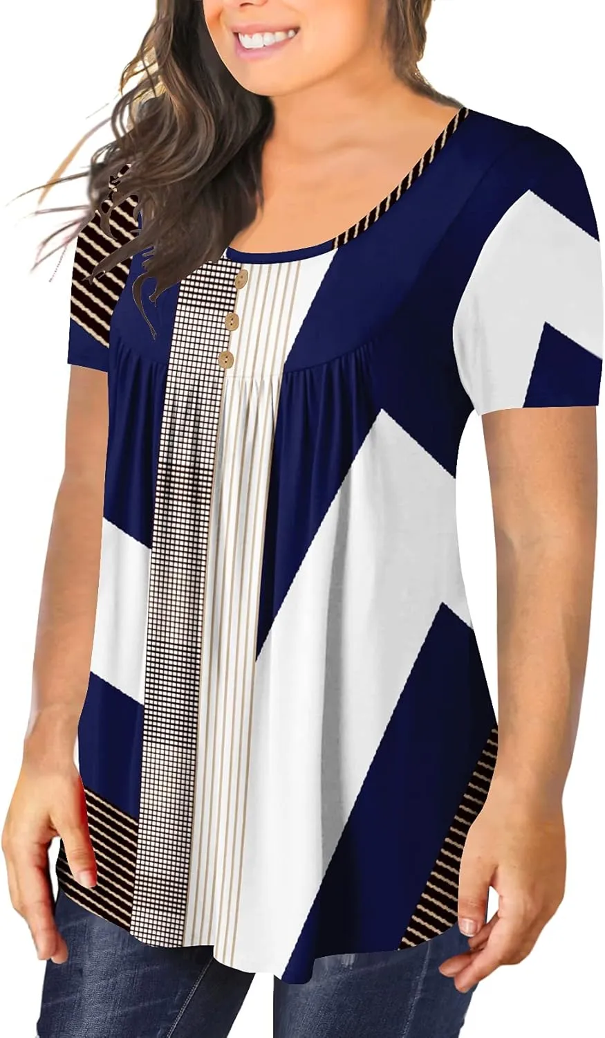BeadChica Plus Size Tunic Tops For Leggings Casual Flowy Tshirts Ruched Blouses For Women