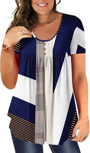 BeadChica Plus Size Tunic Tops For Leggings Casual Flowy Tshirts Ruched Blouses For Women
